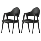 Chaise de salle à manger moderne en cuir à dossier ouvert et incurvé avec accoudoirs