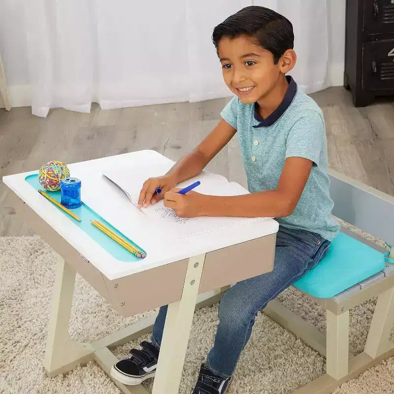 Little Tikes 1pc Superbe Bureau Carré Enfants Table Set Bleu Vert/Beige