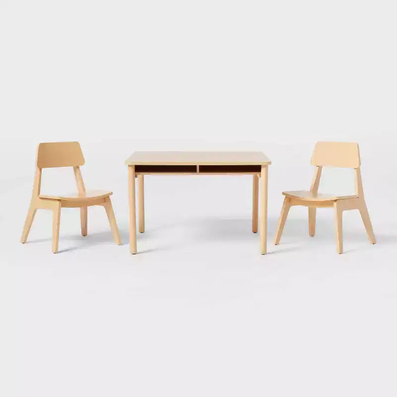 Natural Wood 2pc Kids' Activity Table and Chairs Set - Pillowfort™