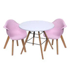 3pc Modern Kids' Table and Chair Set with Beech Legs Pink - Gift Mark: Toddler Round Table, Plastic Frame, 3 Years+