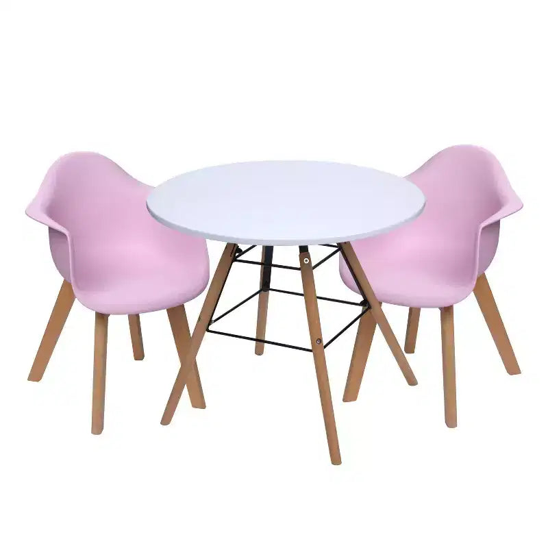 3pc Modern Kids' Table and Chair Set with Beech Legs Pink - Gift Mark: Toddler Round Table, Plastic Frame, 3 Years+