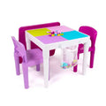3pc Kids' 2 in 1 Square Activity Table with Chairs and 100pc Building Blocks Pink/Purple - Humble Crew: Toddler Table Set