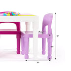 Table d'activité carrée 2 en 1 pour enfants, 3 pièces, avec chaises et 100 blocs de construction rose/violet - Humble Crew : Ensemble de table pour tout-petits