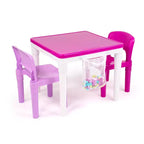 Table d'activité carrée 2 en 1 pour enfants, 3 pièces, avec chaises et 100 blocs de construction rose/violet - Humble Crew : Ensemble de table pour tout-petits