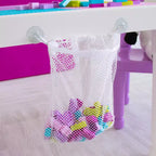 Table d'activité carrée 2 en 1 pour enfants, 3 pièces, avec chaises et 100 blocs de construction rose/violet - Humble Crew : Ensemble de table pour tout-petits