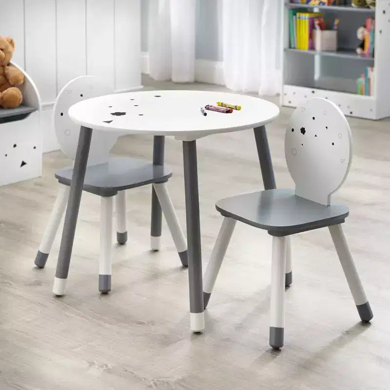 Ensemble table et chaises pour enfants Buylateral Talori avec bibliothèque Gris/Blanc