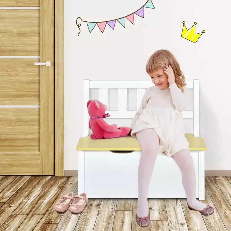 Costway Ensemble de 4 pièces de table et chaises d'activité en bois pour enfants avec banc de rangement, bureau d'étude Naturel/Gris