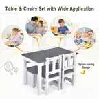 Costway Ensemble de 4 pièces de table et chaises d'activité en bois pour enfants avec banc de rangement, bureau d'étude Naturel/Gris