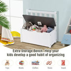 Costway Ensemble de 4 pièces de table et chaises d'activité en bois pour enfants avec banc de rangement, bureau d'étude Naturel/Gris