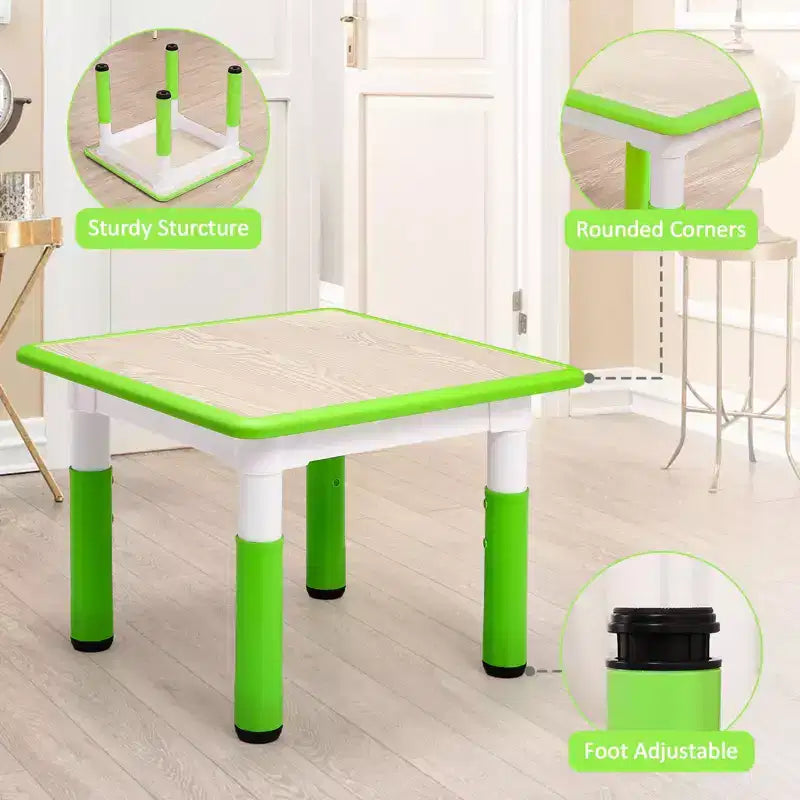 Ensemble table et chaises pour enfants, bureau réglable en hauteur avec 4 sièges pour les 2-10 ans, table d'activités artistiques, plateau de table graffiti, pieds antidérapants