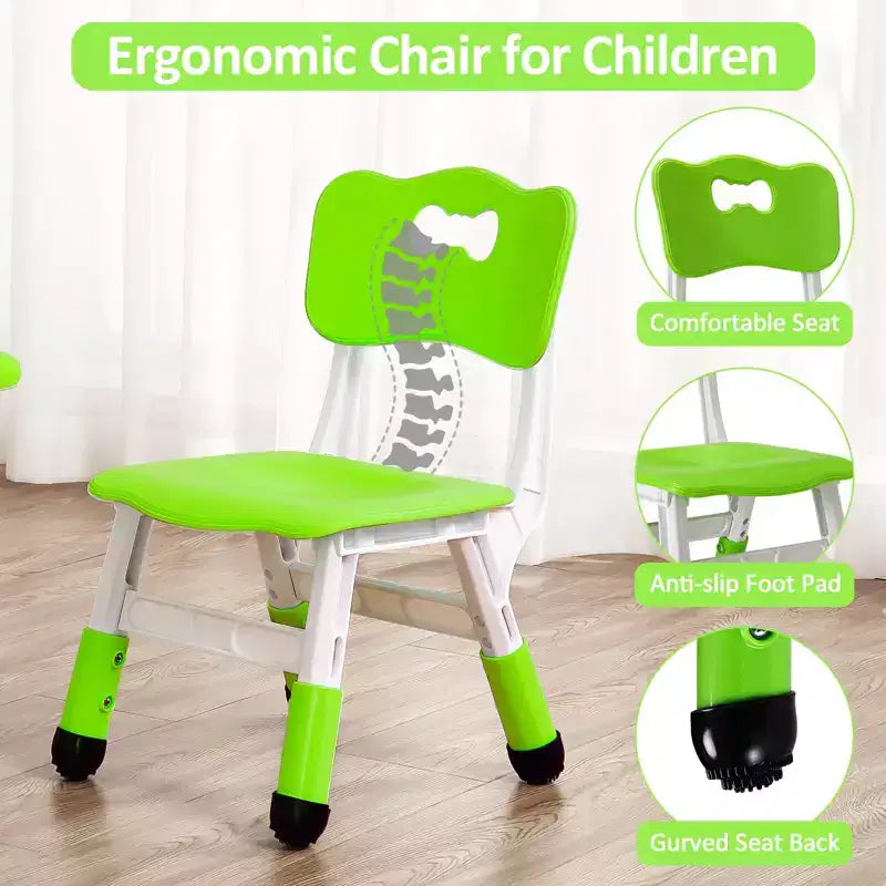 Ensemble table et chaises pour enfants, bureau réglable en hauteur avec 4 sièges pour les 2-10 ans, table d'activités artistiques, plateau de table graffiti, pieds antidérapants