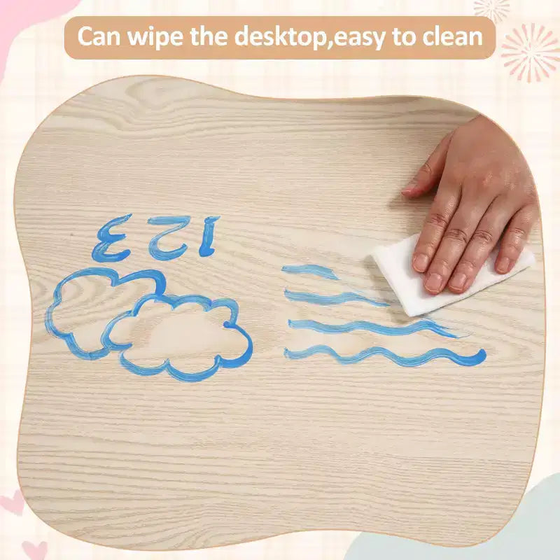 Ensemble table et chaises pour enfants, bureau réglable en hauteur avec 4 sièges pour les 2-10 ans, table d'activités artistiques, plateau de table graffiti, pieds antidérapants