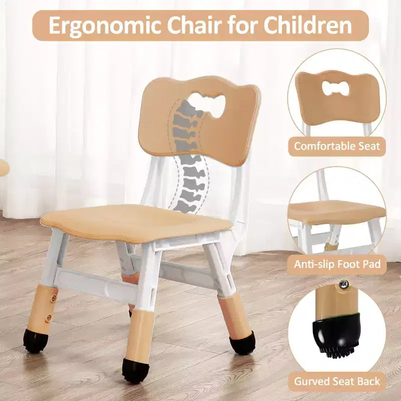 Ensemble table et chaises pour enfants, bureau réglable en hauteur avec 4 sièges pour les 2-10 ans, table d'activités artistiques, plateau de table graffiti, pieds antidérapants