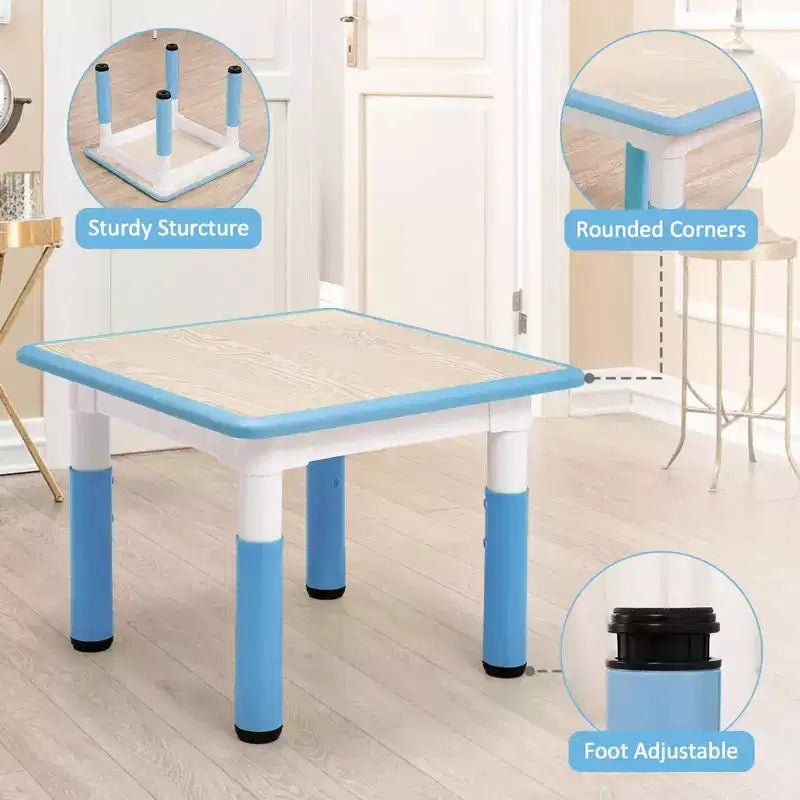 Ensemble table et chaises pour enfants, bureau réglable en hauteur avec 4 sièges pour les 2-10 ans, table d'activités artistiques, plateau de table graffiti, pieds antidérapants