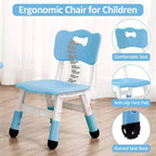 Ensemble table et chaises pour enfants, bureau réglable en hauteur avec 4 sièges pour les 2-10 ans, table d'activités artistiques, plateau de table graffiti, pieds antidérapants