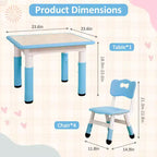 Ensemble table et chaises pour enfants, bureau réglable en hauteur avec 4 sièges pour les 2-10 ans, table d'activités artistiques, plateau de table graffiti, pieds antidérapants