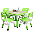 Ensemble table et chaises pour enfants, bureau réglable en hauteur avec 4 sièges pour les 2-10 ans, table d'activités artistiques, plateau de table graffiti, pieds antidérapants