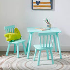 Ensemble table et chaises pour enfants VECELO, table carrée design Windsor avec 2 chaises, convient aux jeux et activités des enfants, vert