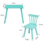 Ensemble table et chaises pour enfants VECELO, table carrée design Windsor avec 2 chaises, convient aux jeux et activités des enfants, vert