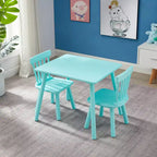 Ensemble table et chaises pour enfants VECELO, table carrée design Windsor avec 2 chaises, convient aux jeux et activités des enfants, vert