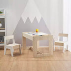 Table et 2 chaises pour enfants LuxenHome avec tableau à dessin et d'activités - Marron