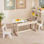 Table et 2 chaises pour enfants LuxenHome avec tableau à dessin et d'activités - Marron