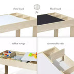 Table et 2 chaises pour enfants LuxenHome avec tableau à dessin et d'activités - Marron