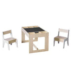 Table et 2 chaises pour enfants LuxenHome avec tableau à dessin et d'activités - Marron