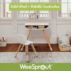 Ensemble bureau et chaise pour tout-petit WeeSprout, pieds et surface de bureau robustes en bois massif, hauteur réglable