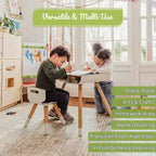 Ensemble bureau et chaise pour tout-petit WeeSprout, pieds et surface de bureau robustes en bois massif, hauteur réglable