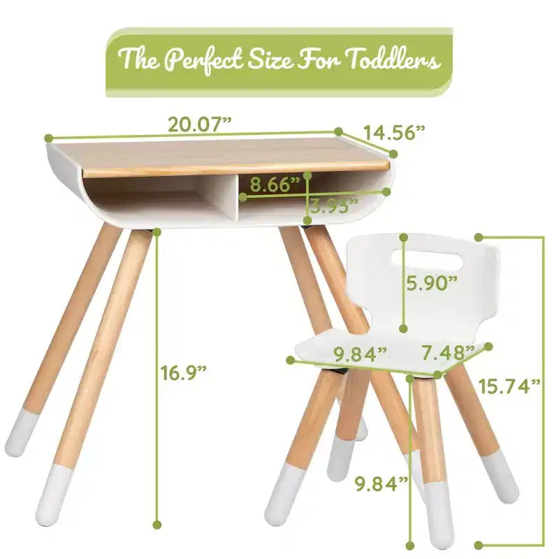 Ensemble bureau et chaise pour tout-petit WeeSprout, pieds et surface de bureau robustes en bois massif, hauteur réglable