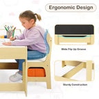 Kinder King Ensemble table et 2 chaises 3-en-1 pour enfants avec rangement, plateau amovible et tableau noir, pour l'art, l'artisanat et la lecture