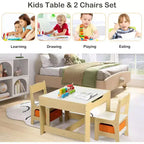 Kinder King Ensemble table et 2 chaises 3-en-1 pour enfants avec rangement, plateau amovible et tableau noir, pour l'art, l'artisanat et la lecture