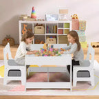 Kinder King Ensemble table et 2 chaises 3-en-1 pour enfants avec rangement, plateau amovible et tableau noir, pour l'art, l'artisanat et la lecture