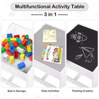 Kinder King Ensemble table et 2 chaises 3-en-1 pour enfants avec rangement, plateau amovible et tableau noir, pour l'art, l'artisanat et la lecture