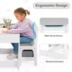 Kinder King Ensemble table et 2 chaises 3-en-1 pour enfants avec rangement, plateau amovible et tableau noir, pour l'art, l'artisanat et la lecture