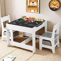 Kinder King 3-in-1 Kids Table & 2 Chairs Set with Storage, Removable Top & Blackboard, for Art, Crafts, Reading