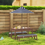 Table de pique-nique pour enfants Qaba, ensemble table et banc en bois d'extérieur avec coussins et parasol, pour patio, jardin, bleu marine