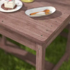 Table de pique-nique pour enfants Qaba, ensemble table et banc en bois d'extérieur avec coussins et parasol, pour patio, jardin, bleu marine