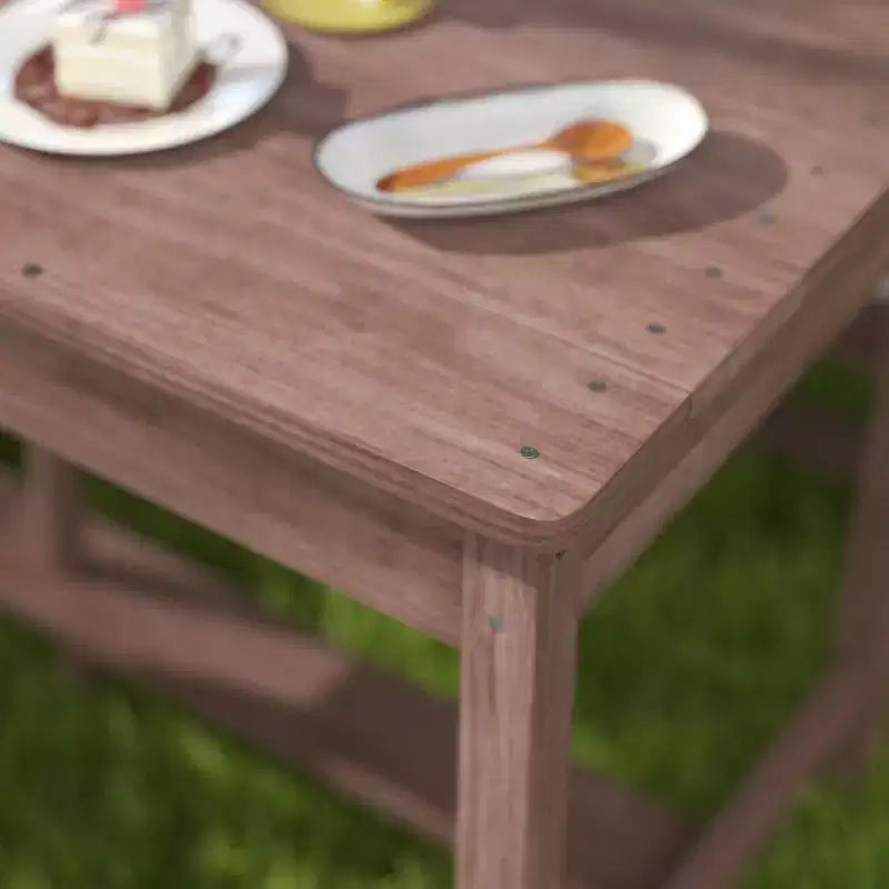Table de pique-nique pour enfants Qaba, ensemble table et banc en bois d'extérieur avec coussins et parasol, pour patio, jardin, bleu marine