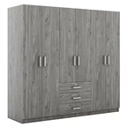 Armoire de chambre en bois à 6 portes avec grands tiroirs