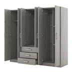 Armoire de chambre en bois à 6 portes avec grands tiroirs