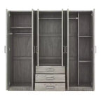 Armoire de chambre en bois à 6 portes avec grands tiroirs