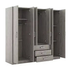 Armoire de chambre en bois à 6 portes avec grands tiroirs