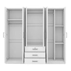 Armoire de chambre en bois à 6 portes avec grands tiroirs