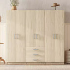 Armoire de chambre en bois à 6 portes avec grands tiroirs