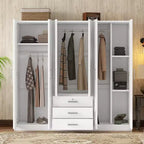 Armoire de chambre en bois à 6 portes avec grands tiroirs