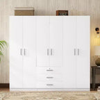 Armoire de chambre en bois à 6 portes avec grands tiroirs