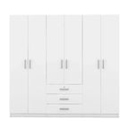 Armoire de chambre en bois à 6 portes avec grands tiroirs