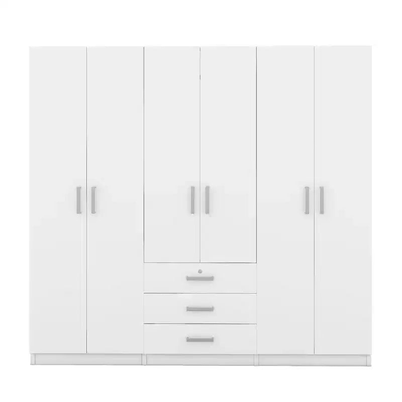 Armoire de chambre en bois à 6 portes avec grands tiroirs